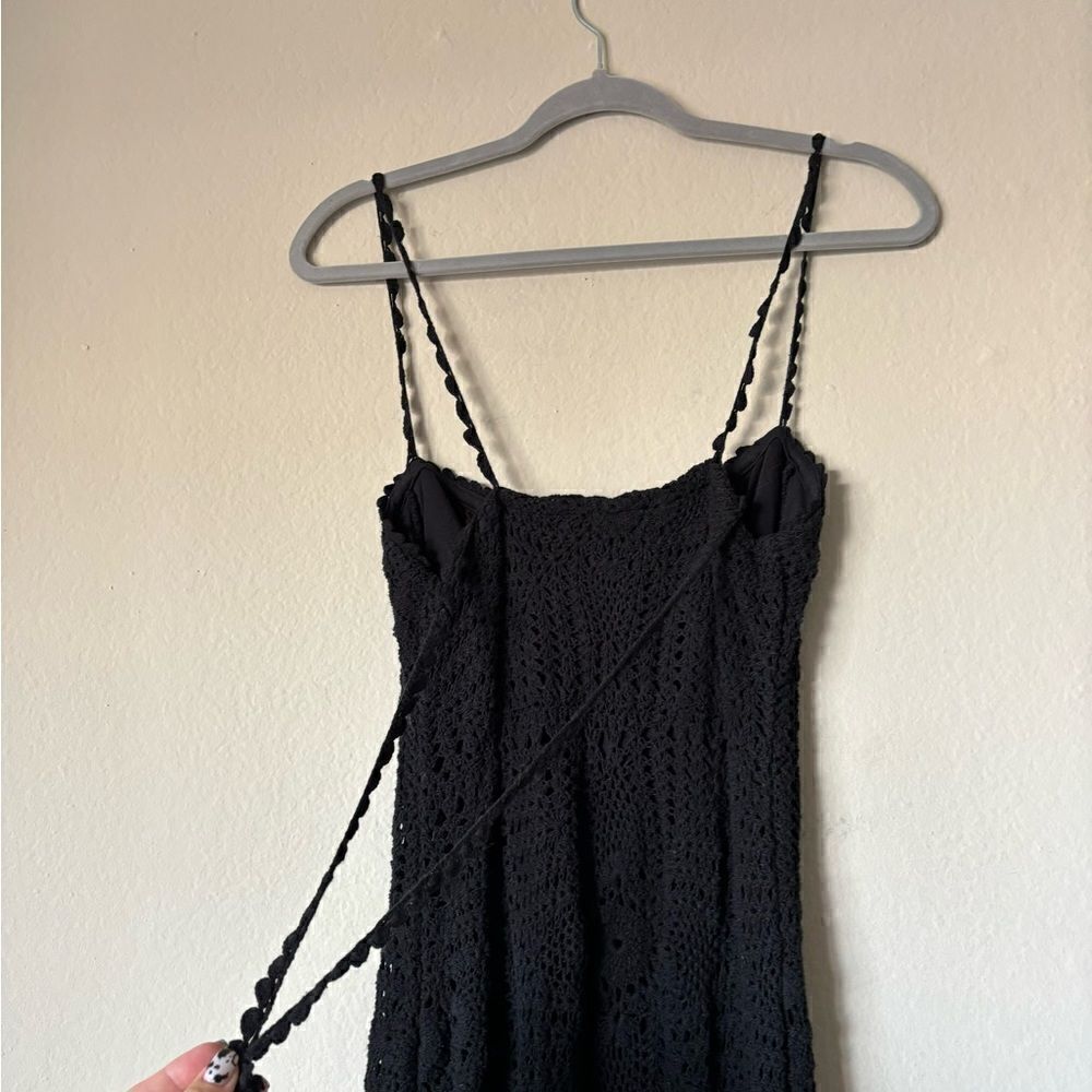 Free People Dahlia Midi Black Dress Backless Crochet Halter Size XS - Picture 10 of 12